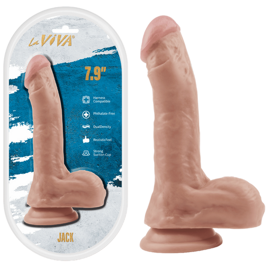 LaViva Jack 7.9" Harness Compatible Dual Density Realistic Feel Strong Suction Cup