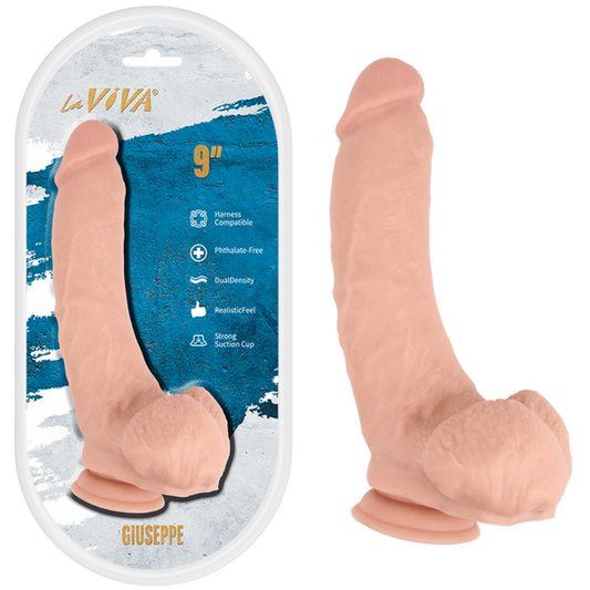 LaViva Giuseppe 9" Harness Compatible Dual Density Realistic Feel Strong Suction Cup