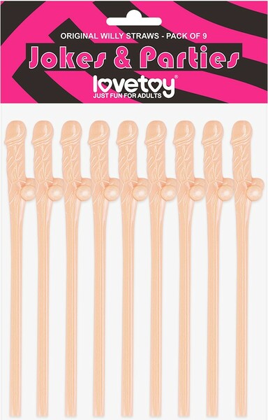 Lovetoy Willy Straws Glow in the Dark - Pack of 9