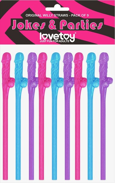 Lovetoy Willy Straws Glow in the Dark - Pack of 9